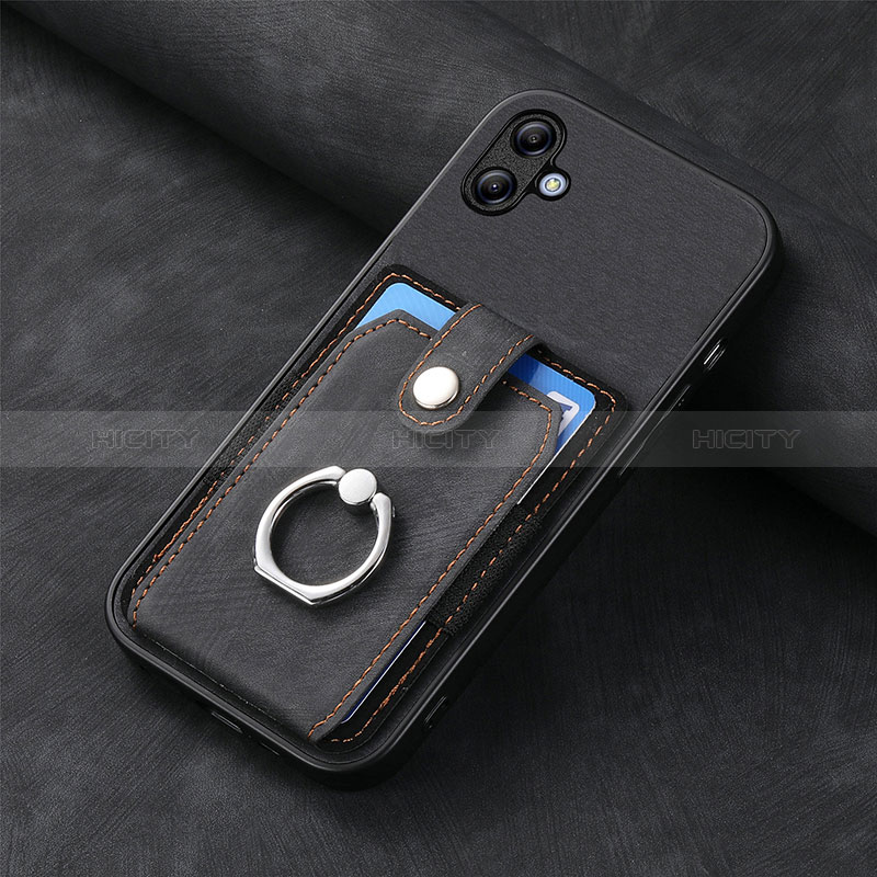 Coque Silicone Gel Motif Cuir Housse Etui SD1 pour Samsung Galaxy A04 4G Noir Plus