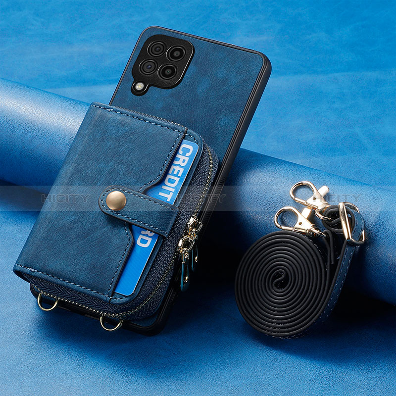 Coque Silicone Gel Motif Cuir Housse Etui SD1 pour Samsung Galaxy A12 5G Bleu Plus