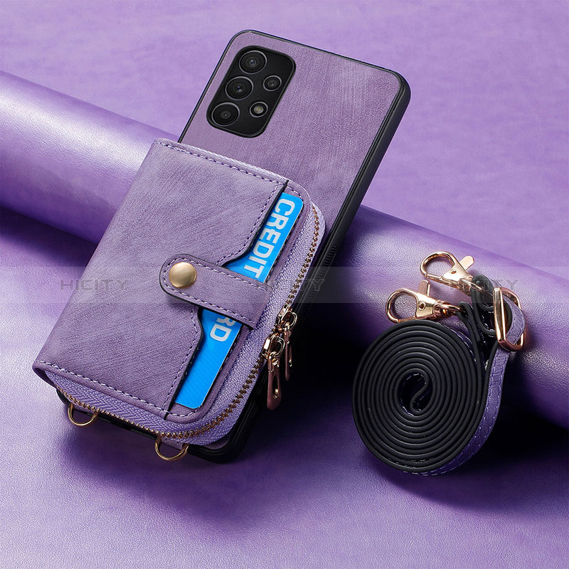 Coque Silicone Gel Motif Cuir Housse Etui SD1 pour Samsung Galaxy A32 5G Violet Clair Plus