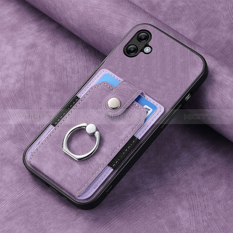 Coque Silicone Gel Motif Cuir Housse Etui SD1 pour Samsung Galaxy M04 Violet Clair Plus