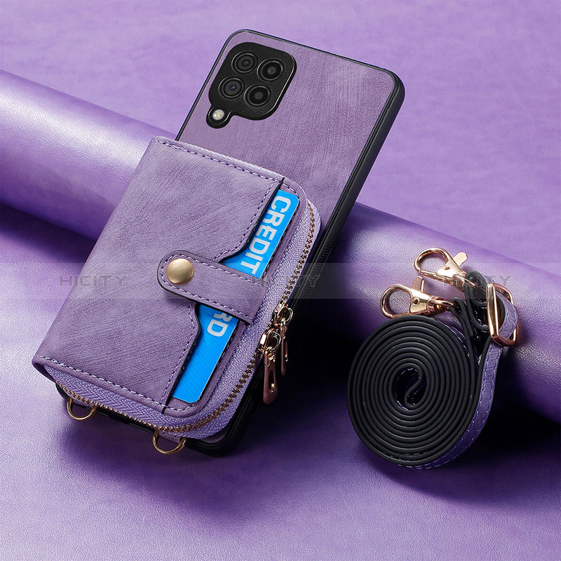 Coque Silicone Gel Motif Cuir Housse Etui SD1 pour Samsung Galaxy M12 Violet Clair Plus