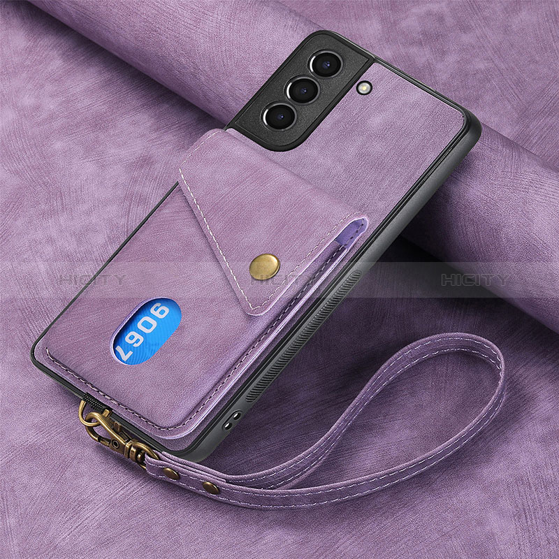 Coque Silicone Gel Motif Cuir Housse Etui SD1 pour Samsung Galaxy S22 5G Violet Clair Plus