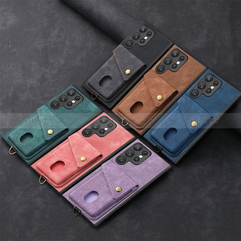 Coque Silicone Gel Motif Cuir Housse Etui SD1 pour Samsung Galaxy S22 Ultra 5G Plus