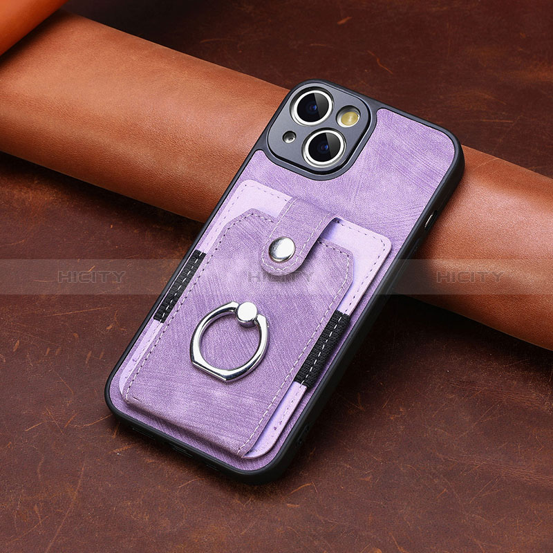 Coque Silicone Gel Motif Cuir Housse Etui SD10 pour Apple iPhone 13 Violet Clair Plus