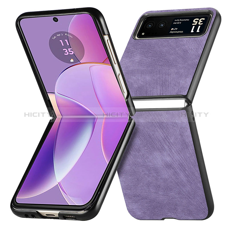 Coque Silicone Gel Motif Cuir Housse Etui SD11 pour Motorola Moto Razr 40 5G Violet Clair Plus