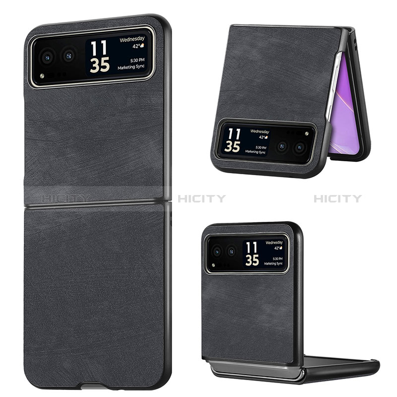 Coque Silicone Gel Motif Cuir Housse Etui SD11 pour Motorola Moto Razr 40 Ultra 5G Noir Plus