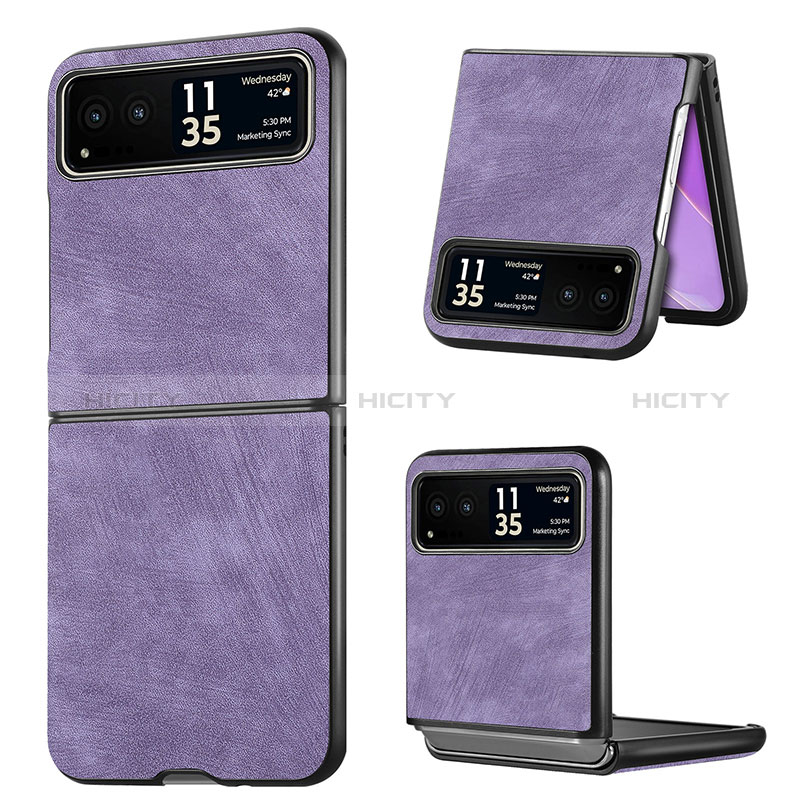 Coque Silicone Gel Motif Cuir Housse Etui SD11 pour Motorola Moto Razr 40 Ultra 5G Violet Clair Plus