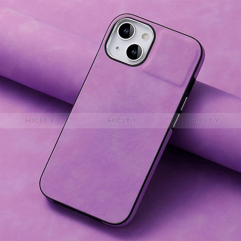 Coque Silicone Gel Motif Cuir Housse Etui SD13 pour Apple iPhone 13 Violet Clair Plus