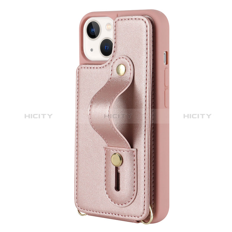 Coque Silicone Gel Motif Cuir Housse Etui SD14 pour Apple iPhone 14 Plus Or Rose Plus