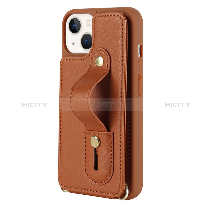 Coque Silicone Gel Motif Cuir Housse Etui SD14 pour Apple iPhone 15 Plus Marron Plus