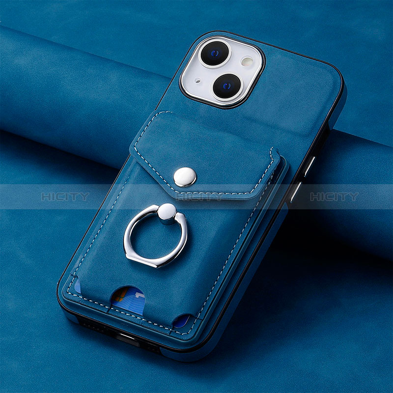 Coque Silicone Gel Motif Cuir Housse Etui SD15 pour Apple iPhone 13 Bleu Plus