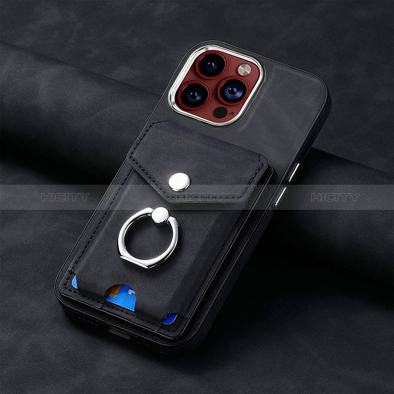 Coque Silicone Gel Motif Cuir Housse Etui SD15 pour Apple iPhone 13 Pro Max Noir Plus