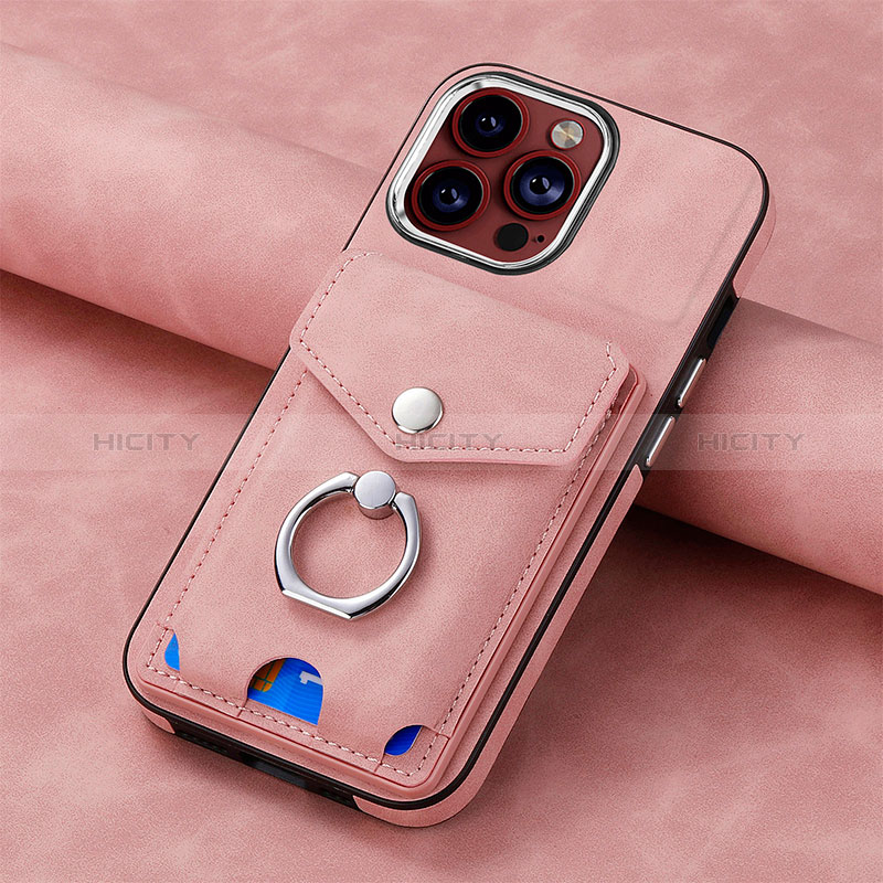 Coque Silicone Gel Motif Cuir Housse Etui SD15 pour Apple iPhone 13 Pro Max Rose Plus