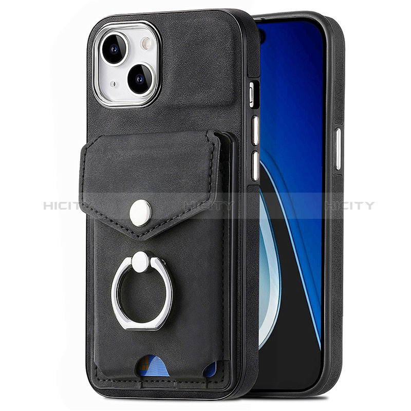 Coque Silicone Gel Motif Cuir Housse Etui SD16 pour Apple iPhone 13 Noir Plus