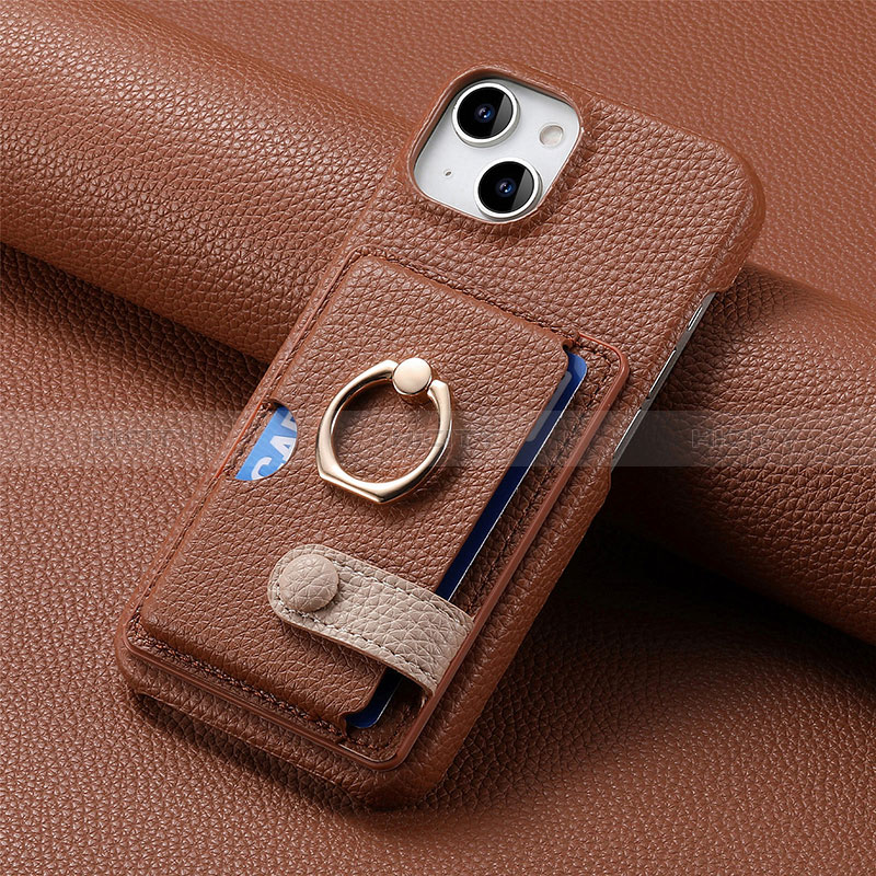 Coque Silicone Gel Motif Cuir Housse Etui SD17 pour Apple iPhone 14 Plus Marron Plus