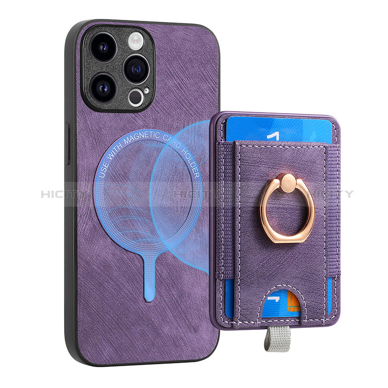 Coque Silicone Gel Motif Cuir Housse Etui SD17 pour Apple iPhone 14 Pro Max Violet Clair Plus