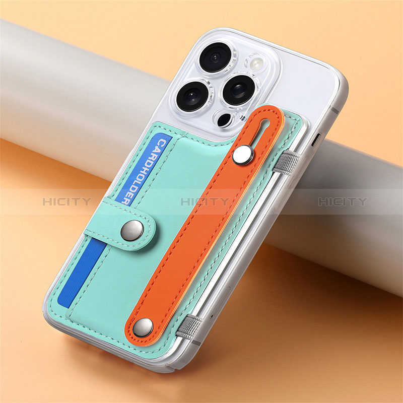 Coque Silicone Gel Motif Cuir Housse Etui SD19 pour Apple iPhone 14 Pro Cyan Plus