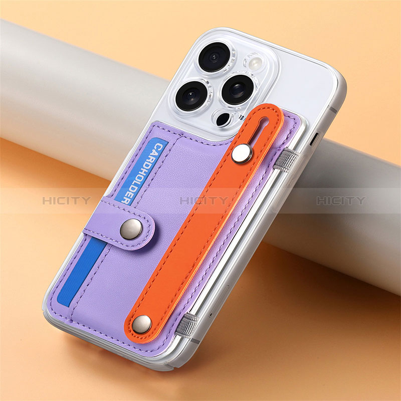 Coque Silicone Gel Motif Cuir Housse Etui SD19 pour Apple iPhone 14 Pro Max Violet Clair Plus