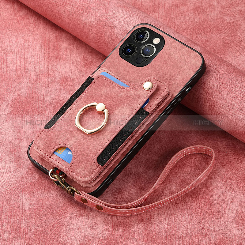 Coque Silicone Gel Motif Cuir Housse Etui SD2 pour Apple iPhone 15 Pro Max Rose Plus