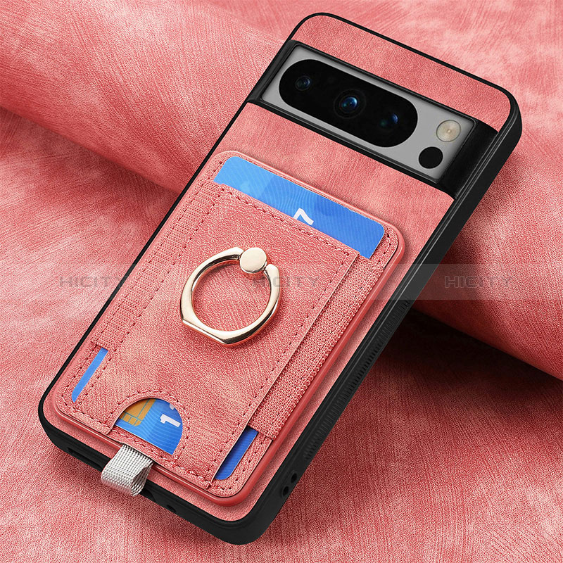 Coque Silicone Gel Motif Cuir Housse Etui SD2 pour Google Pixel 8 Pro 5G Violet Clair Plus