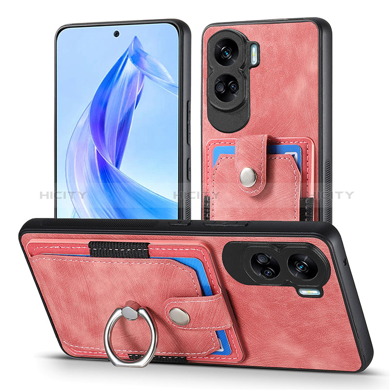 Coque Silicone Gel Motif Cuir Housse Etui SD2 pour Huawei Honor 90 Lite 5G Rose Plus