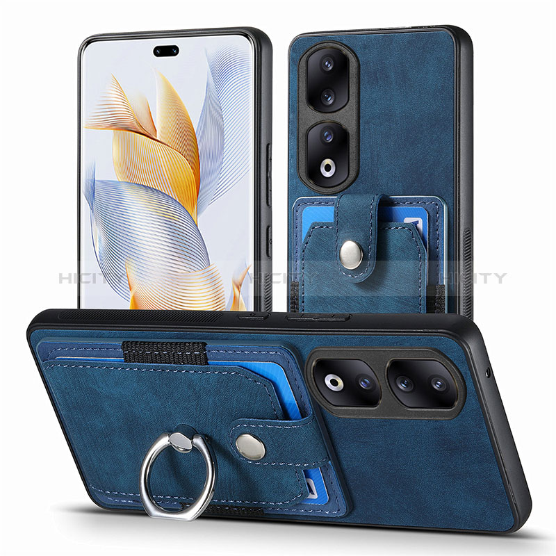 Coque Silicone Gel Motif Cuir Housse Etui SD2 pour Huawei Honor 90 Pro 5G Bleu Plus