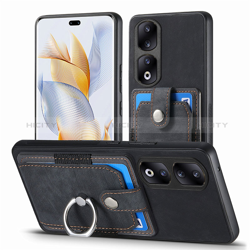 Coque Silicone Gel Motif Cuir Housse Etui SD2 pour Huawei Honor 90 Pro 5G Noir Plus