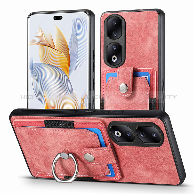 Coque Silicone Gel Motif Cuir Housse Etui SD2 pour Huawei Honor 90 Pro 5G Rose Plus