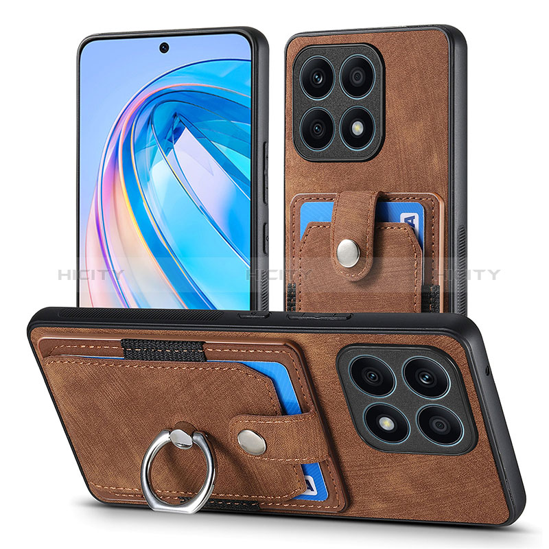 Coque Silicone Gel Motif Cuir Housse Etui SD2 pour Huawei Honor X8a 4G Marron Plus