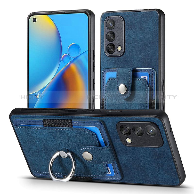 Coque Silicone Gel Motif Cuir Housse Etui SD2 pour Oppo A74 4G Bleu Plus