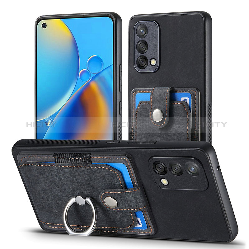 Coque Silicone Gel Motif Cuir Housse Etui SD2 pour Oppo A74 4G Noir Plus