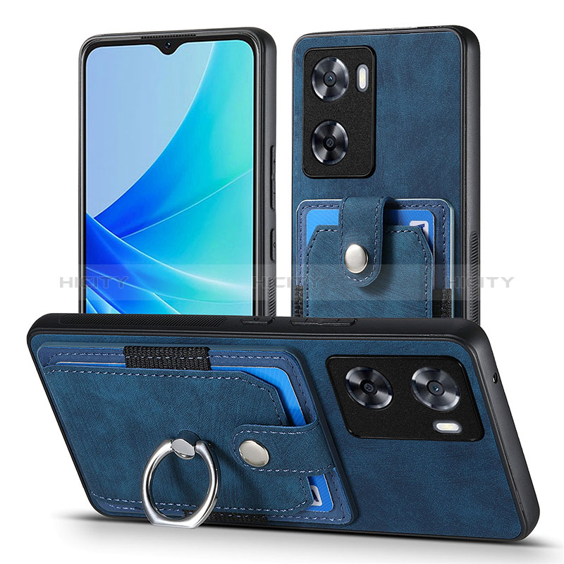 Coque Silicone Gel Motif Cuir Housse Etui SD2 pour Oppo A77 4G Bleu Plus