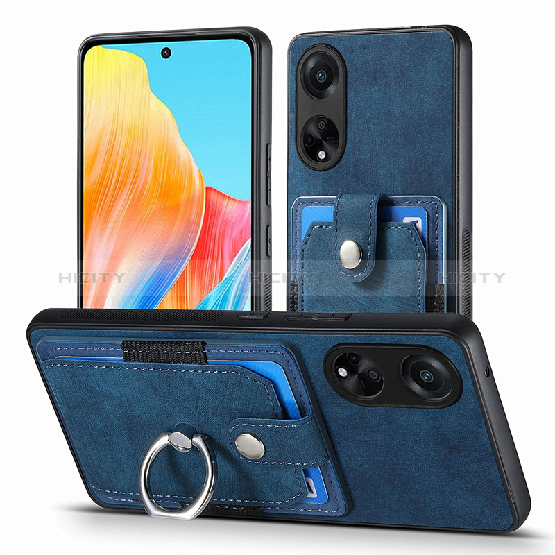 Coque Silicone Gel Motif Cuir Housse Etui SD2 pour Oppo A98 5G Bleu Plus