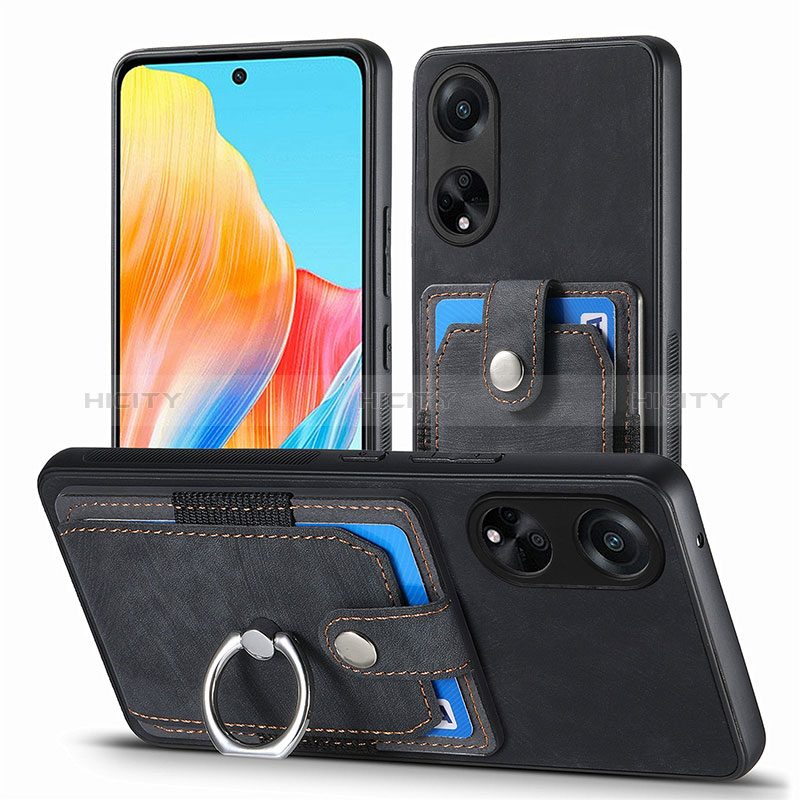 Coque Silicone Gel Motif Cuir Housse Etui SD2 pour Oppo A98 5G Noir Plus