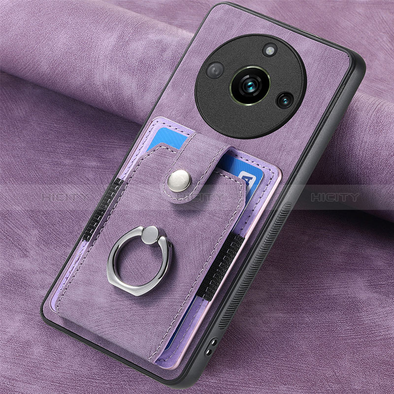 Coque Silicone Gel Motif Cuir Housse Etui SD2 pour Realme 11 Pro+ Plus 5G Violet Clair Plus