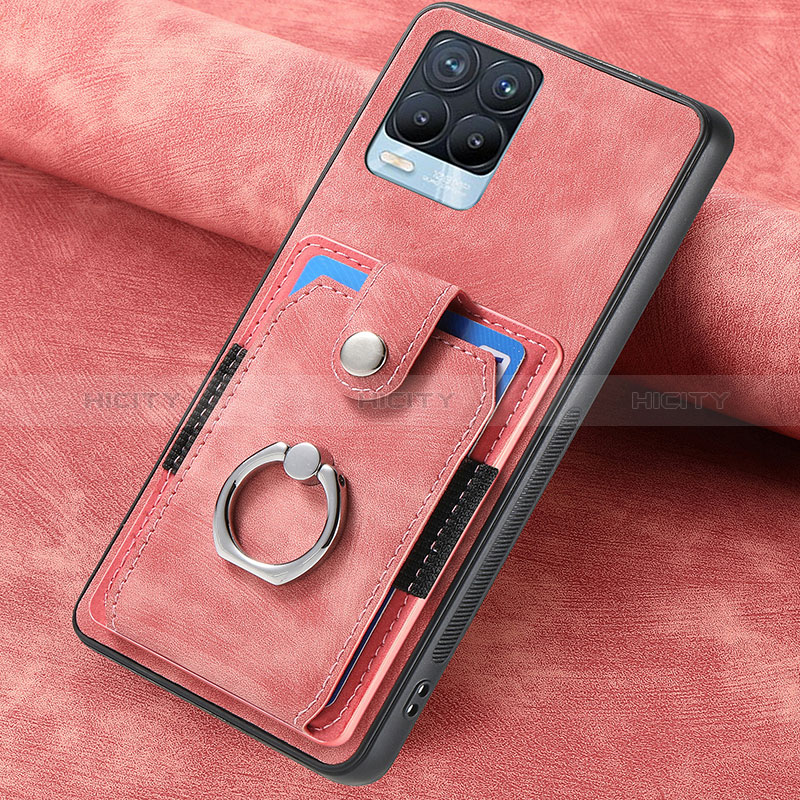 Coque Silicone Gel Motif Cuir Housse Etui SD2 pour Realme 8 4G Rose Plus