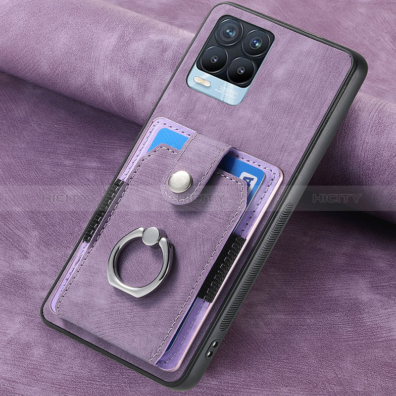 Coque Silicone Gel Motif Cuir Housse Etui SD2 pour Realme 8 4G Violet Clair Plus