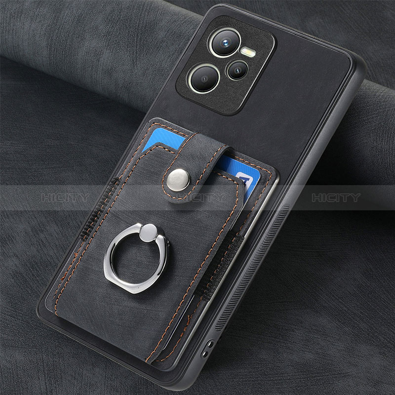 Coque Silicone Gel Motif Cuir Housse Etui SD2 pour Realme Narzo 50A Prime Noir Plus