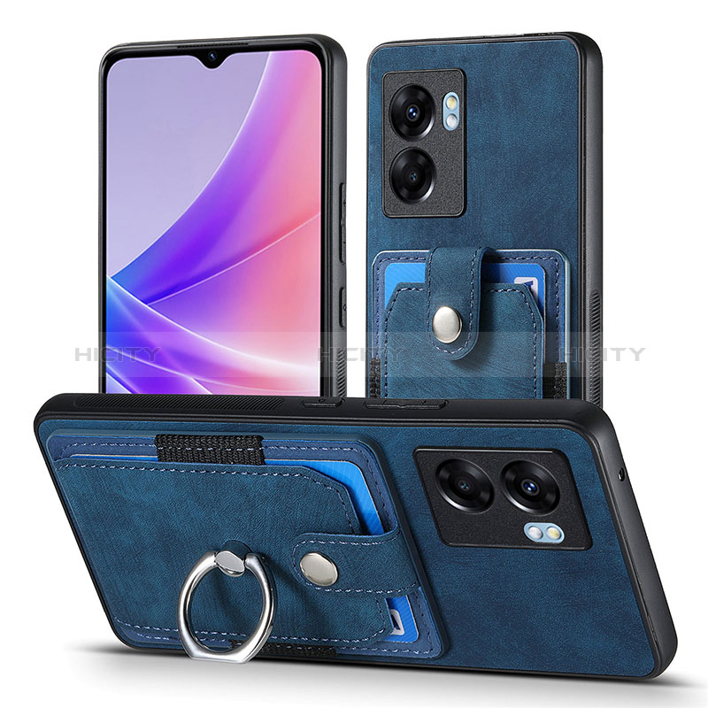 Coque Silicone Gel Motif Cuir Housse Etui SD2 pour Realme V23i 5G Bleu Plus