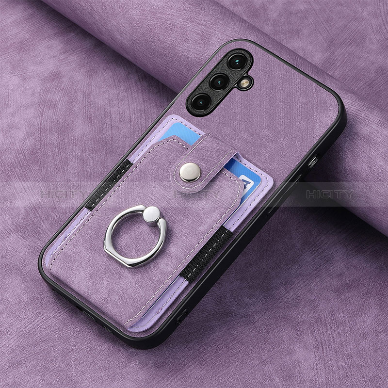 Coque Silicone Gel Motif Cuir Housse Etui SD2 pour Samsung Galaxy Quantum4 5G Violet Clair Plus