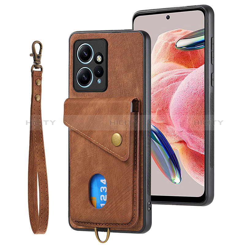 Coque Silicone Gel Motif Cuir Housse Etui SD2 pour Xiaomi Redmi Note 12 4G Marron Plus