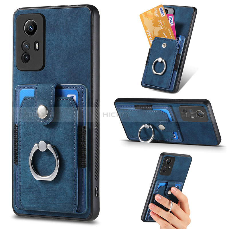 Coque Silicone Gel Motif Cuir Housse Etui SD2 pour Xiaomi Redmi Note 12S Bleu Plus