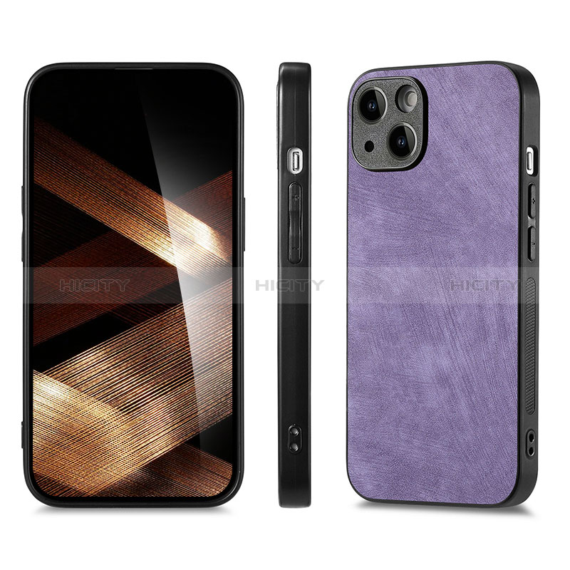 Coque Silicone Gel Motif Cuir Housse Etui SD3 pour Apple iPhone 14 Plus Violet Plus