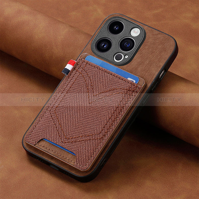 Coque Silicone Gel Motif Cuir Housse Etui SD3 pour Apple iPhone 14 Pro Marron Plus