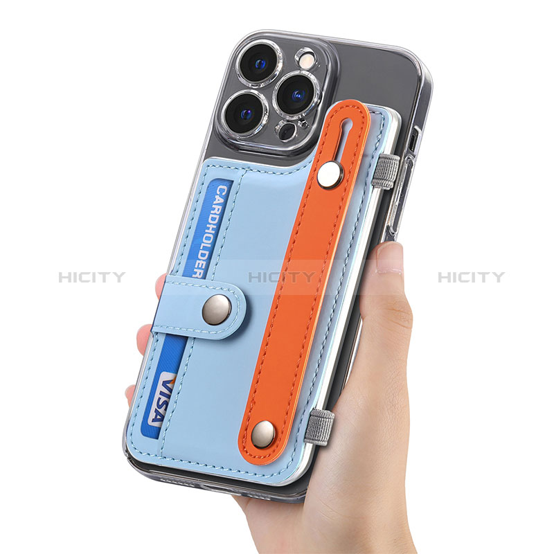 Coque Silicone Gel Motif Cuir Housse Etui SD3 pour Apple iPhone 15 Pro Max Bleu Clair Plus