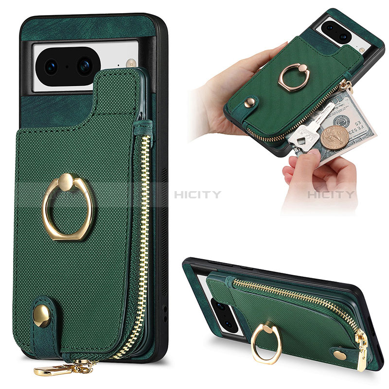 Coque Silicone Gel Motif Cuir Housse Etui SD3 pour Google Pixel 8 5G Vert Plus