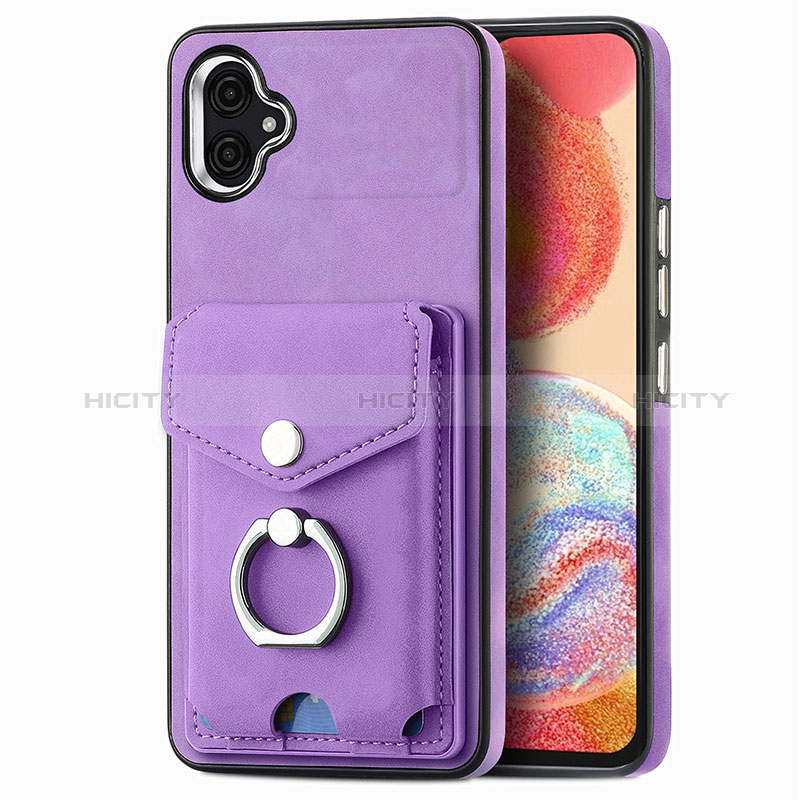 Coque Silicone Gel Motif Cuir Housse Etui SD3 pour Samsung Galaxy A04E Violet Plus