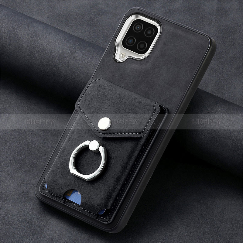 Coque Silicone Gel Motif Cuir Housse Etui SD3 pour Samsung Galaxy A12 5G Noir Plus