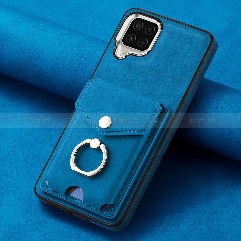 Coque Silicone Gel Motif Cuir Housse Etui SD3 pour Samsung Galaxy A12 Bleu Plus