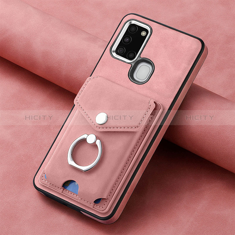 Coque Silicone Gel Motif Cuir Housse Etui SD3 pour Samsung Galaxy A21s Rose Plus